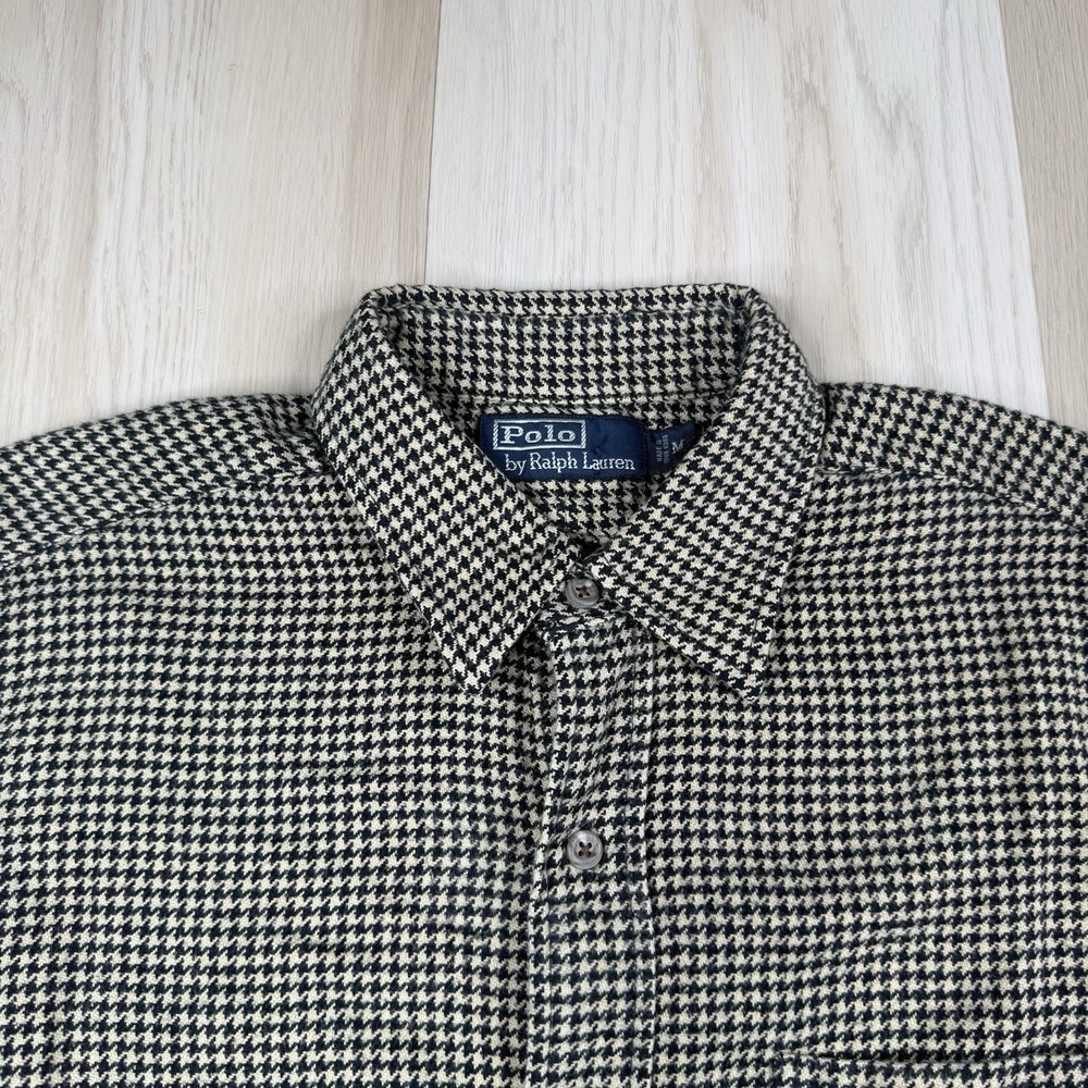 Vintage Polo Ralph Lauren Herringbone Cotton Cashmere Flannel Button Up Shirt M